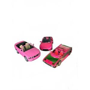 Set of 3 Pink Barbie Convertible Toy Cars